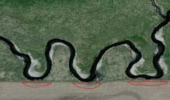 Satellite image showing missing crop buffers